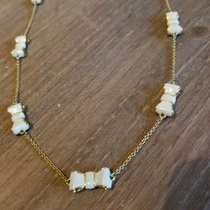 Kate Spade Gold White Take a Bow Long Necklace
